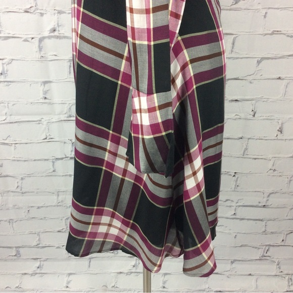 Loft Plaid Tie Back Dress, Size 12 - Picture 9 of 14